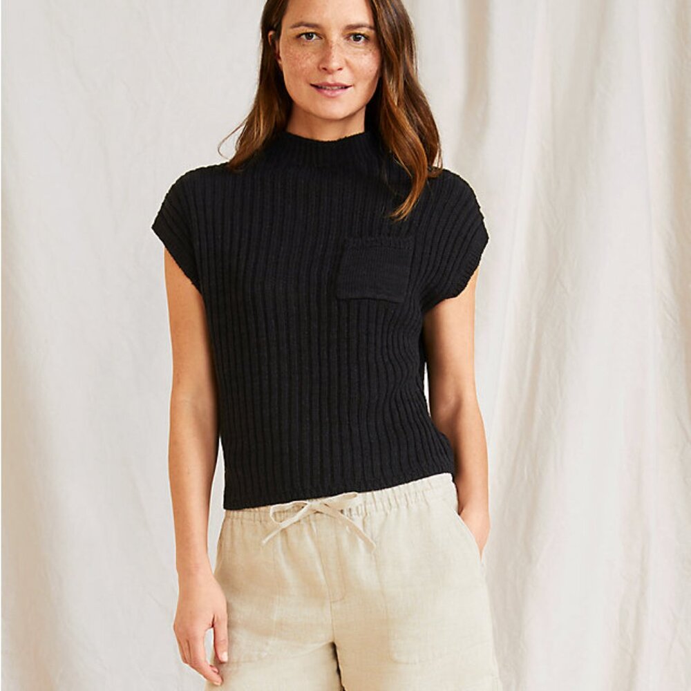Garnet Hill ~ Rory Linen and Organic Cotton Ribbed Sweater Tee in size Medium